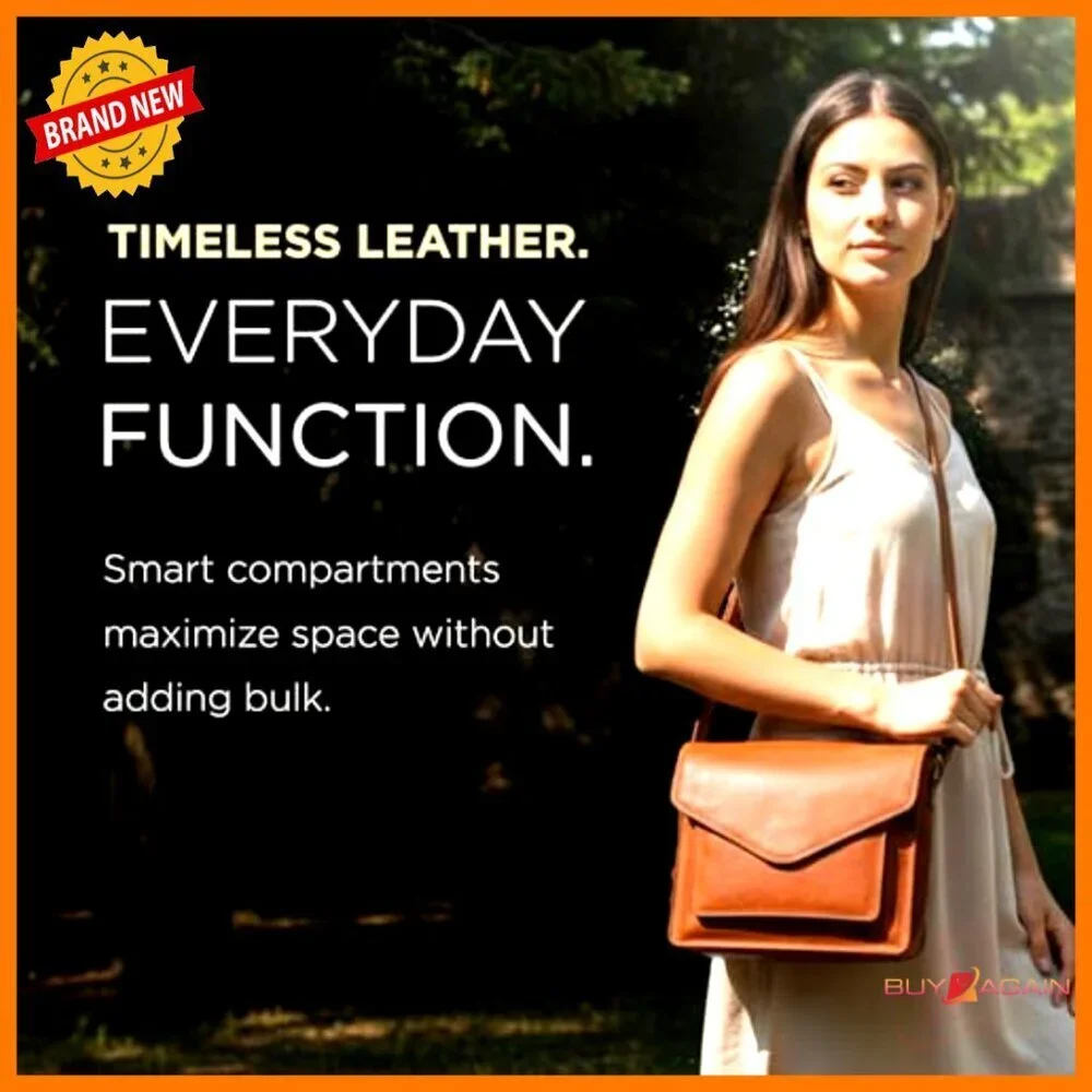Genuine Leather Crossbody Bag, Adjustable Strap, Multi-Pocket Satchel